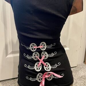 WOMEN'S VA VA VROOM NIGHT OUT VIVA LACE UP TANK MOTO MOTORCYCLE NWT XL XLARGE